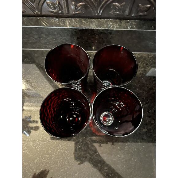 Arcoroc France Glasses Tumblers Ruby Red Vercors Hammered 4 Vtg - Picture 10 of 12
